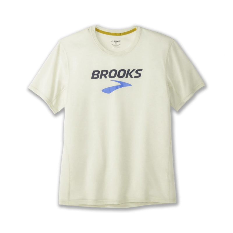 Brooks Distance Kurzarm T-shirt Cremeweiß, Größe M