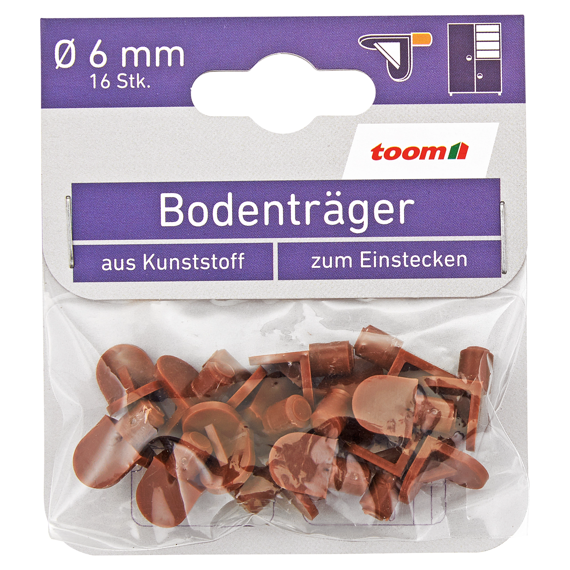 toom Bodenträger 16 Stück braun Ø 6 mm