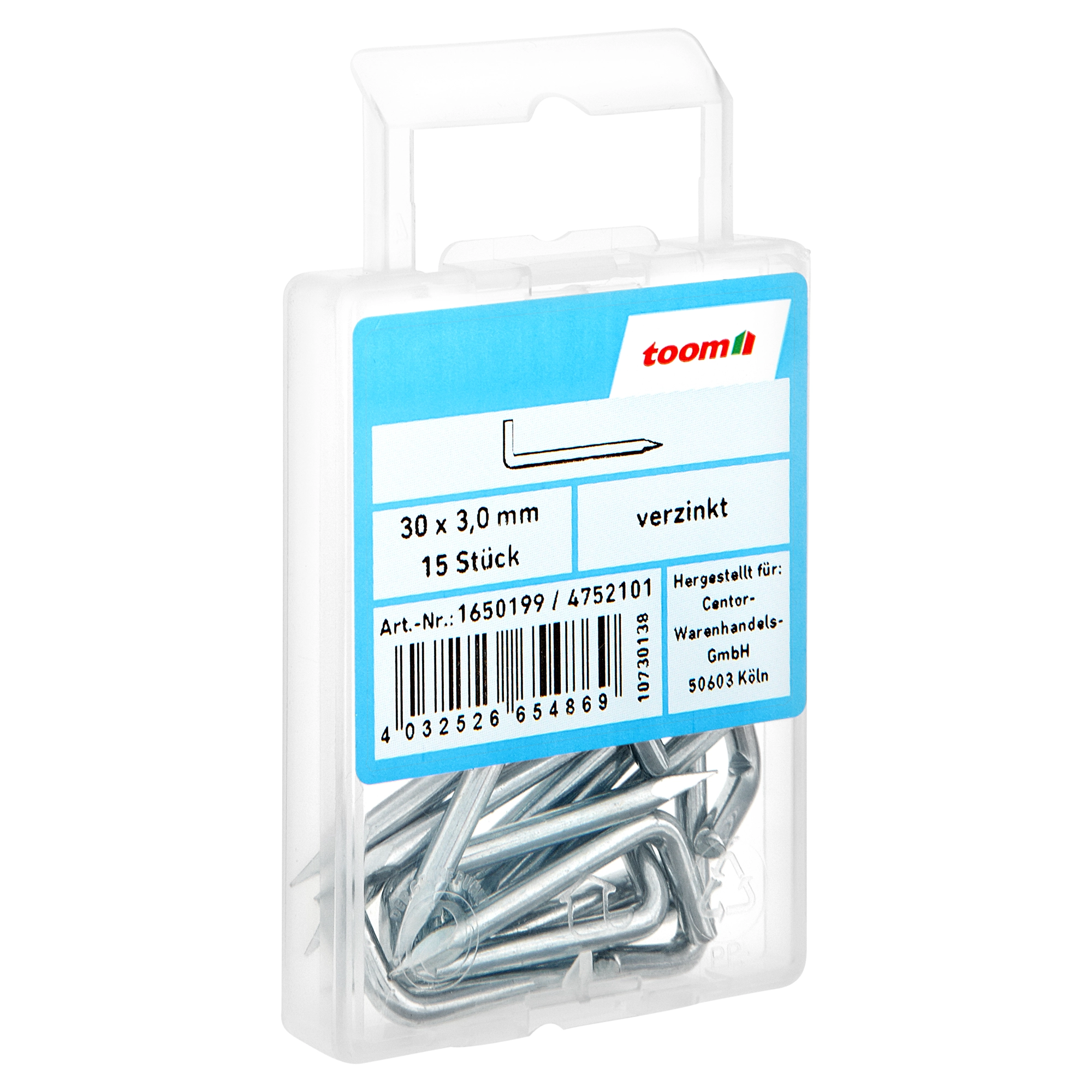 toom Stifthaken Stahl verzinkt 3 cm, 15 Stück