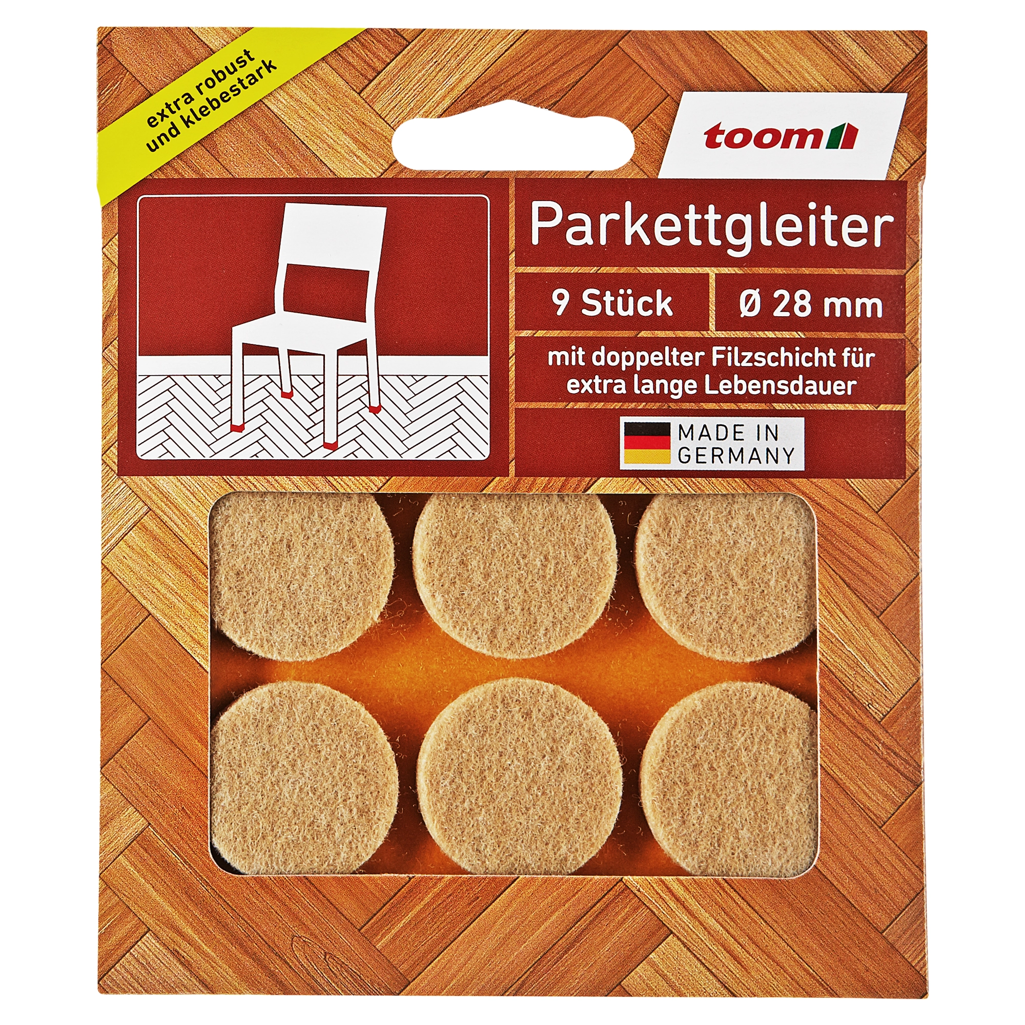 toom Parkettgleiter braun Ø 2,8 cm 9 Stück