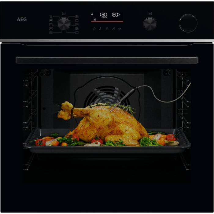 AEG 6000 SenseCook® mit SteamCrisp® / Backofen mit Dampfunterstützung / WLAN-fähig / Pyrolytische Selbstreinigung / Schwarz TR6PB50WSB