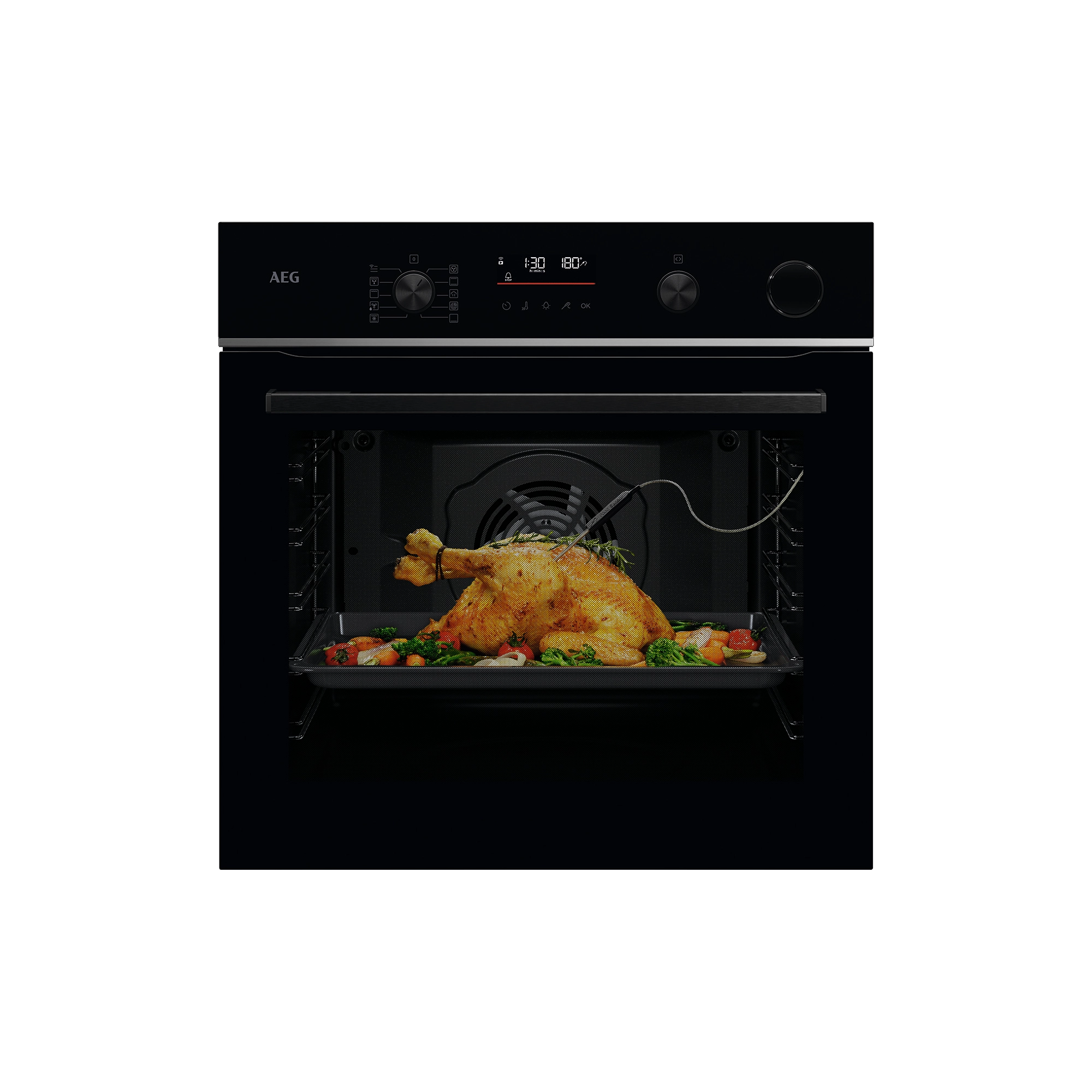 AEG 6000 SenseCook® mit SteamCrisp® / Backofen mit Dampfunterstützung / WLAN-fähig / Pyrolytische Selbstreinigung / Schwarz TR6PB50WSB