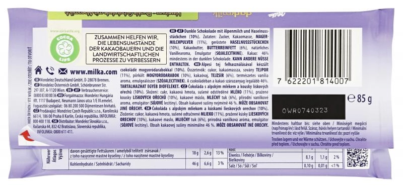 Milka Tafel Darkmilk Haselnuss