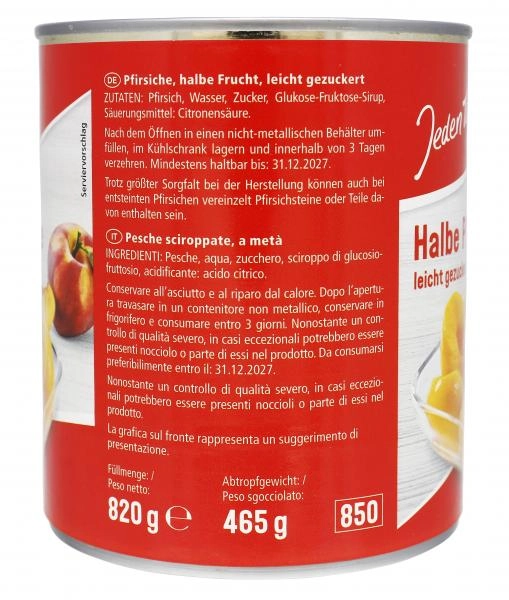 Jeden Tag Halbe Pfirsiche leicht gezuckert