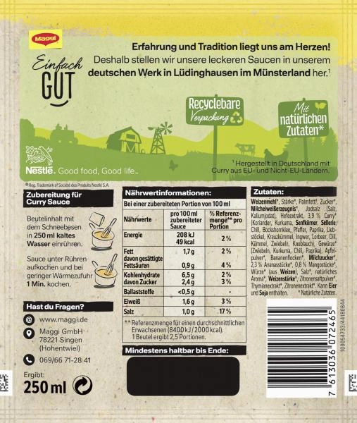 Maggi Für Genießer Curry Sauce