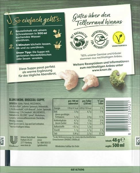 Knorr Feinschmecker Blumenkohl Broccoli Suppe