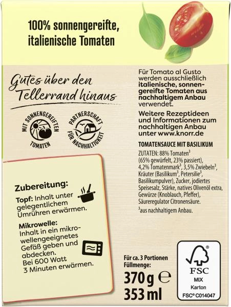 Knorr Tomato al Gusto Basilikum