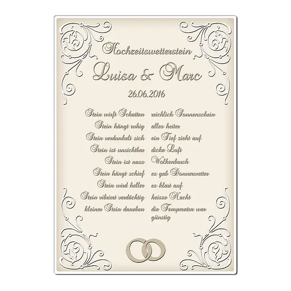 Wetterstein zur Hochzeit - Schild A4 - Farbe: creme
