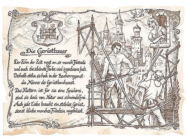 Zunftbild Gerüstbauer auf Antikpapier im A4-Format