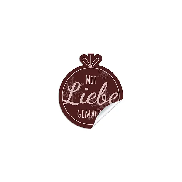 Sticker "mit Liebe gemacht" - 16 Stück auf einem A4 Bogen Design Christmas Bulbs