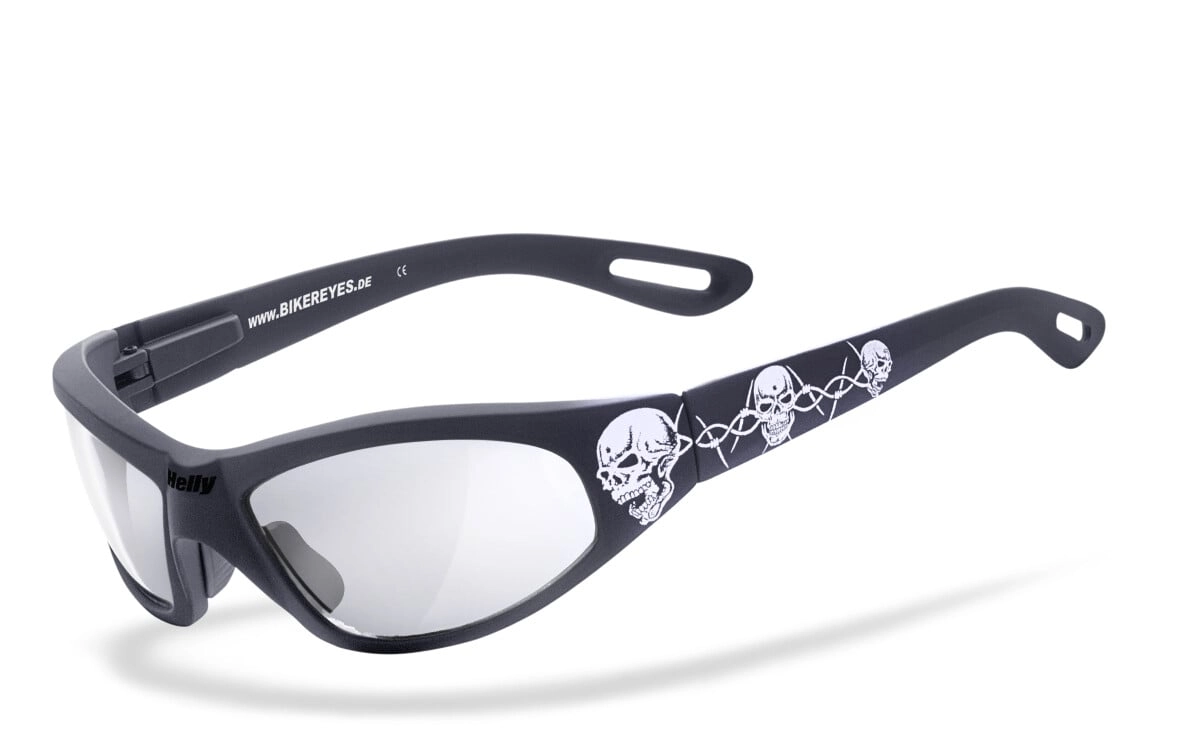 Anfertigung in Deiner individuellen Sehstärke möglich, Selbsttönende Bikerbrille, Motorradbrille, Stilgerechtes Auftreten durch einzigartiges Oversize Tribal, Steinschlagbeständig durch Kunststoff-Sic