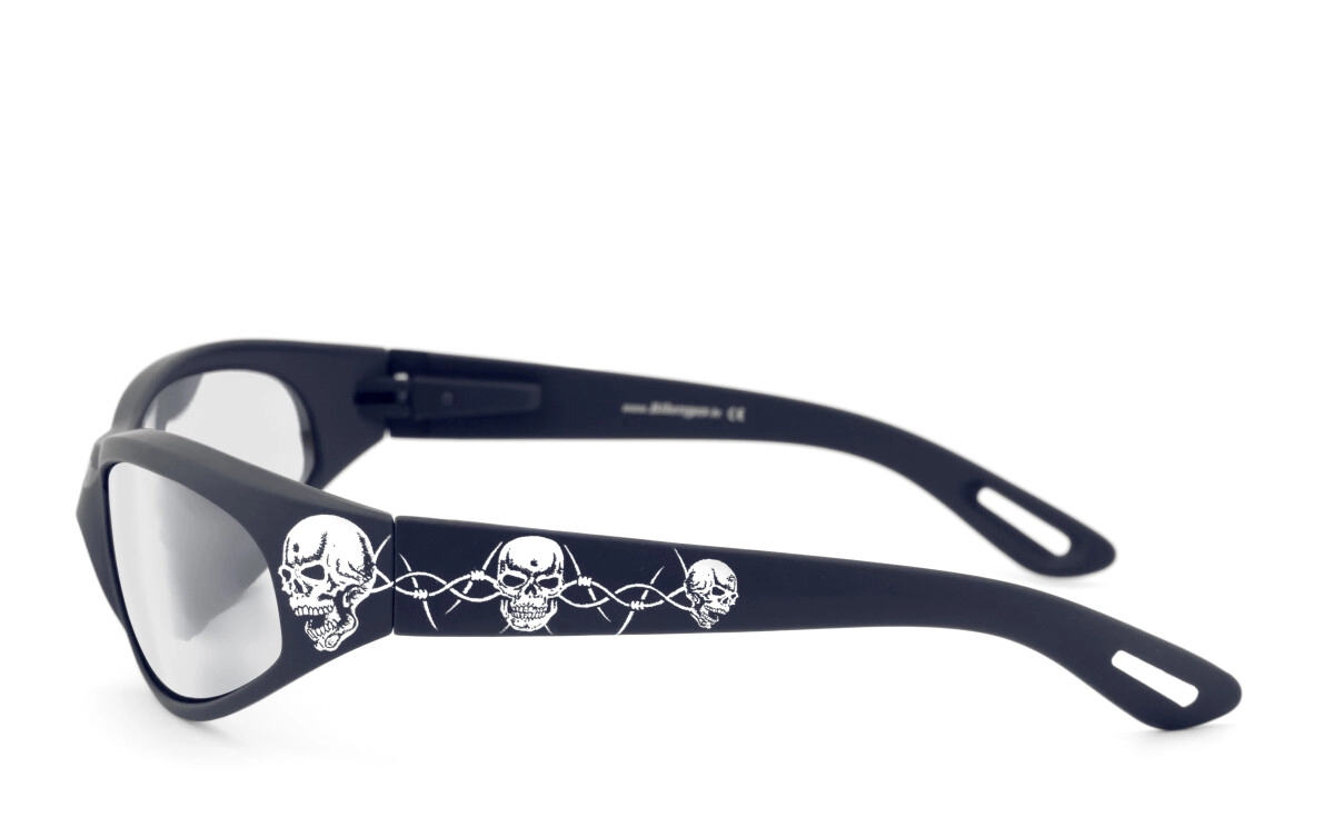 Anfertigung in Deiner individuellen Sehstärke möglich, Selbsttönende Bikerbrille, Motorradbrille, Stilgerechtes Auftreten durch einzigartiges Oversize Tribal, Steinschlagbeständig durch Kunststoff-Sic
