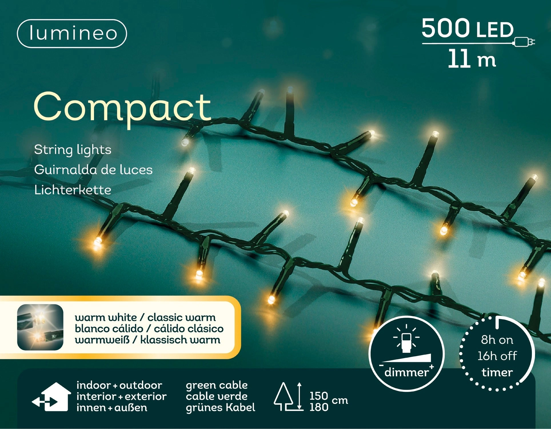 Lichterkette Compact 500 LED 11 m, 2-farbig: warm weiß/klassisch warm