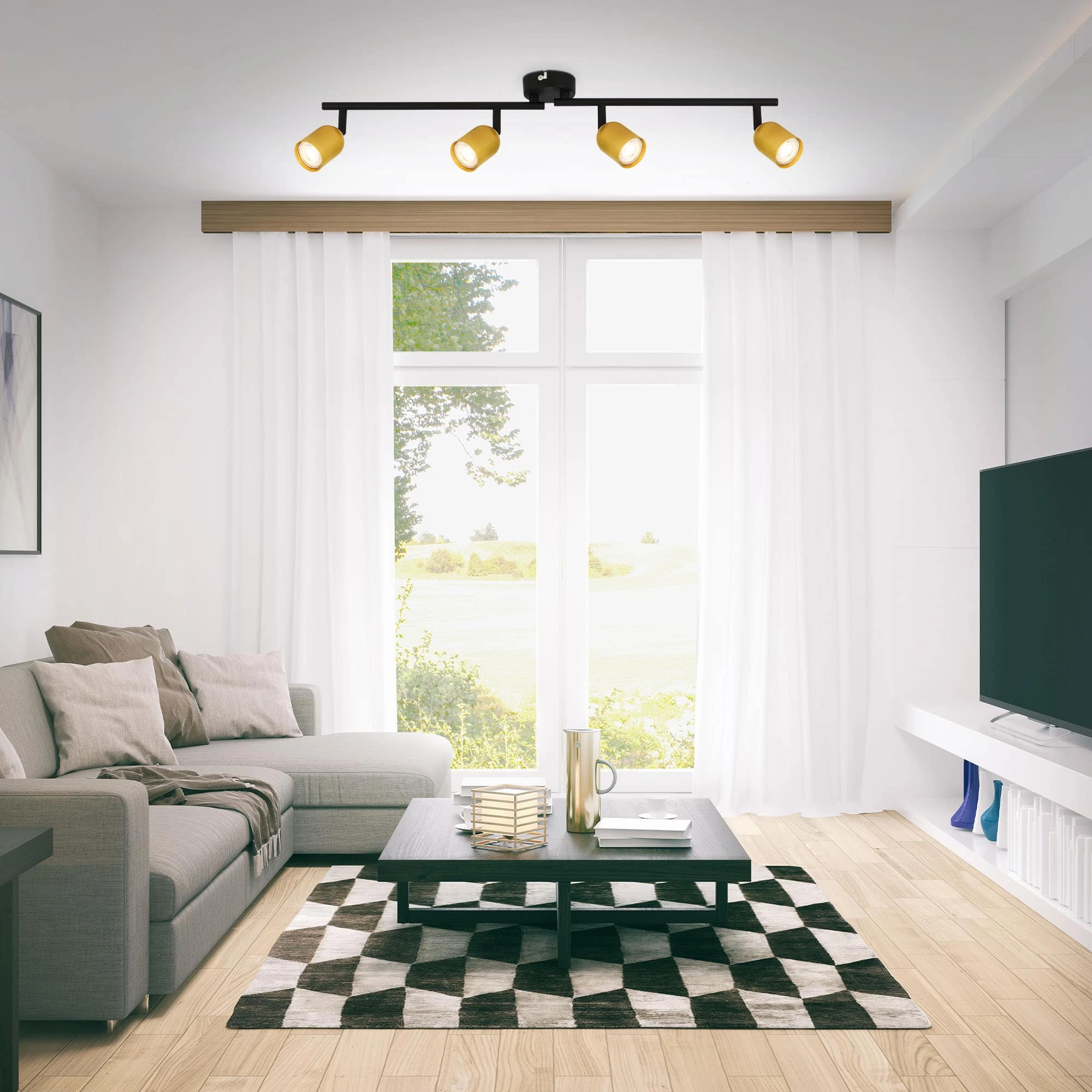 Spot, 70,5 cm, 4x GU10, max. 9W, schwarz-gold