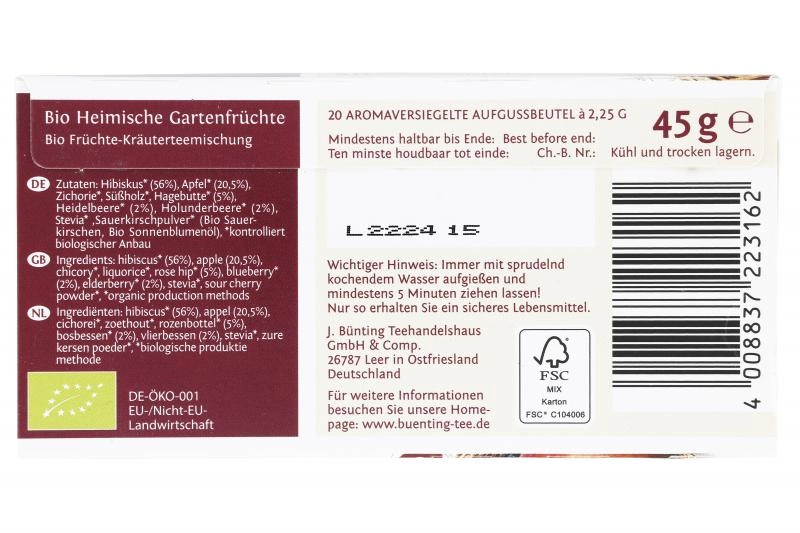 Bünting Tee Bio Heimische Gartenfrüchte