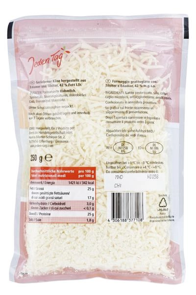 Jeden Tag Pizzakäse gerieben