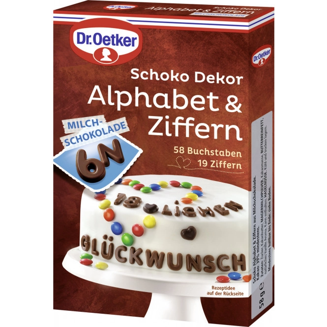 Dr.Oetker Schoko Dekor Alphabet & Ziffern 58G