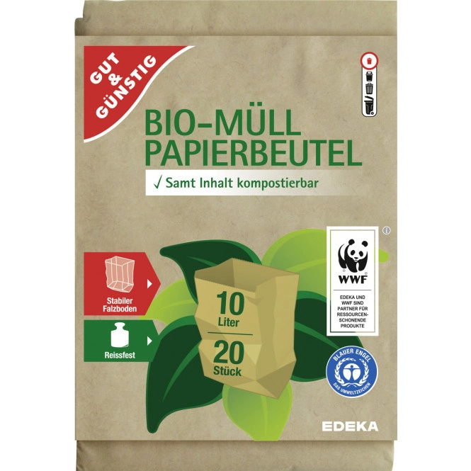 Gut & Günstig Bio-Müll Papierbeutel 10L 20ST