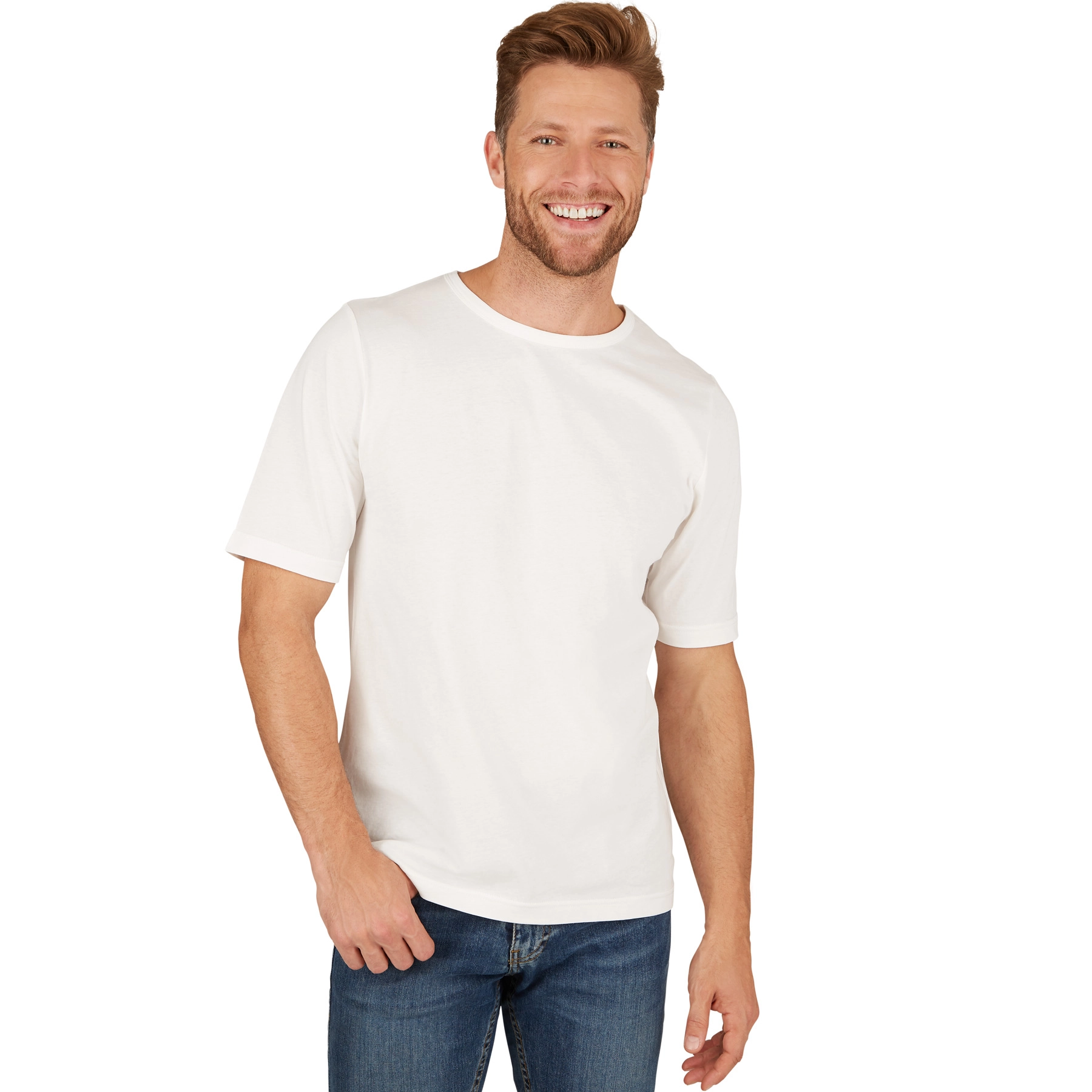 Herren T-Shirt mit Rundhals-Ausschnitt - weiß, XXL