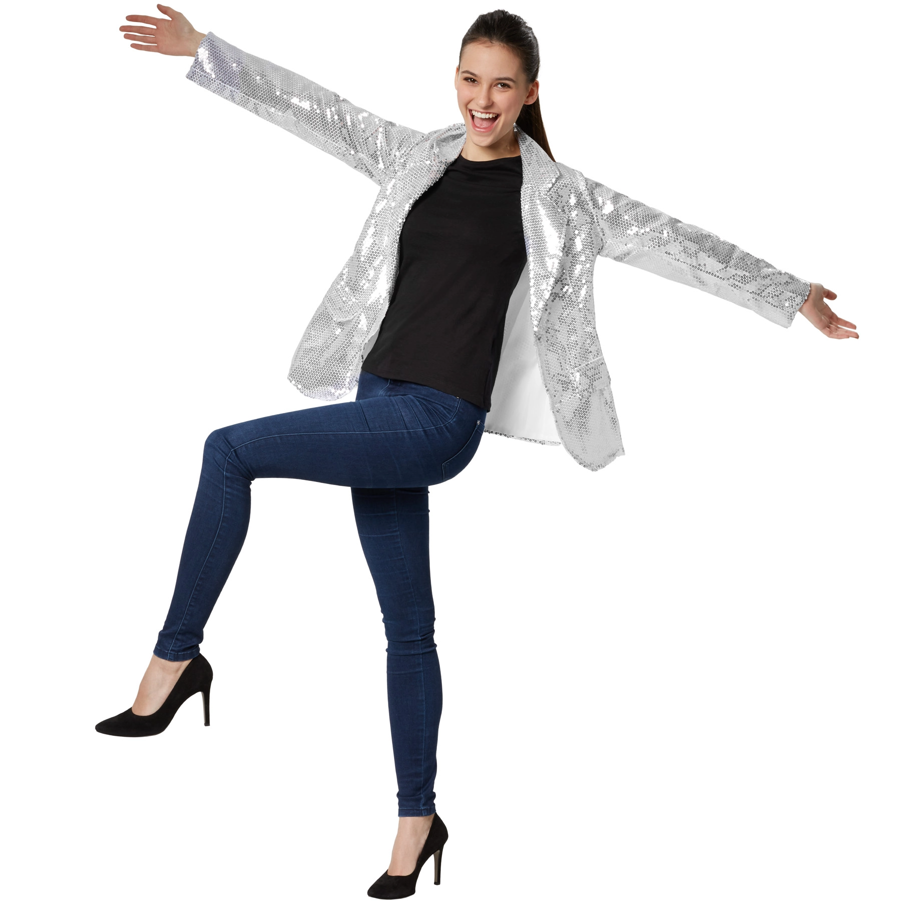Pailletten-Jackett Damen - silber, S