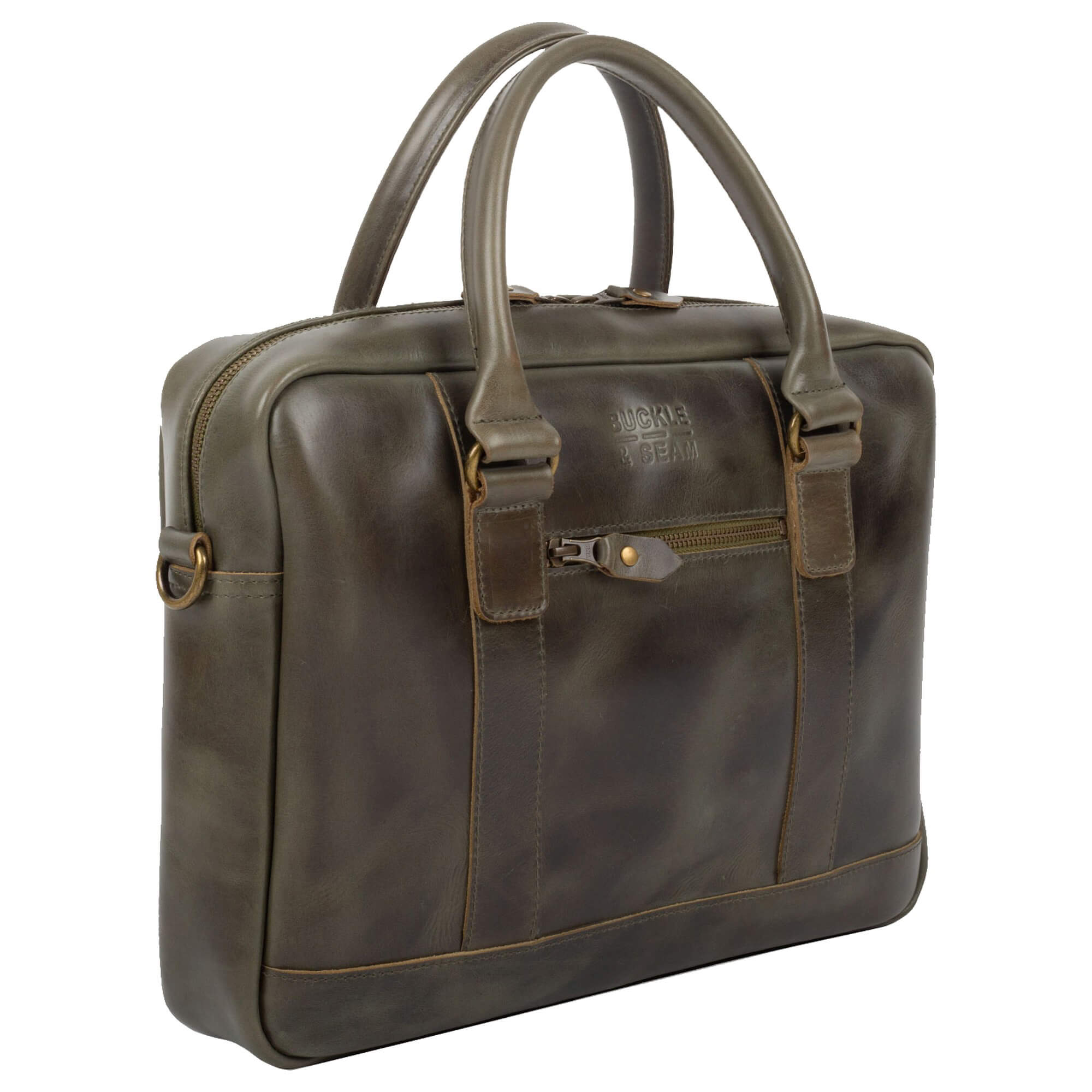 Buckle & Seam Business Briefcase Everett 38 cm - Olive