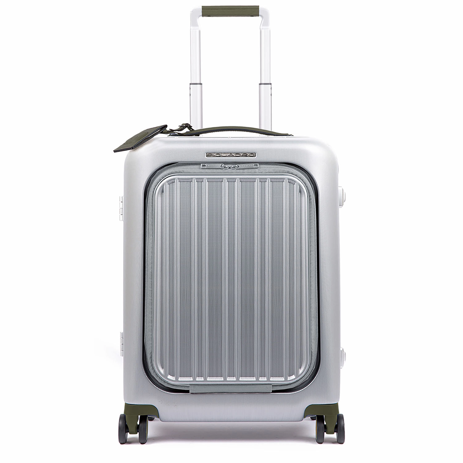 Piquadro Relyght Plus Kabinen-Hartschalencomputertrolley mit 4-Rollen Grau/Grün