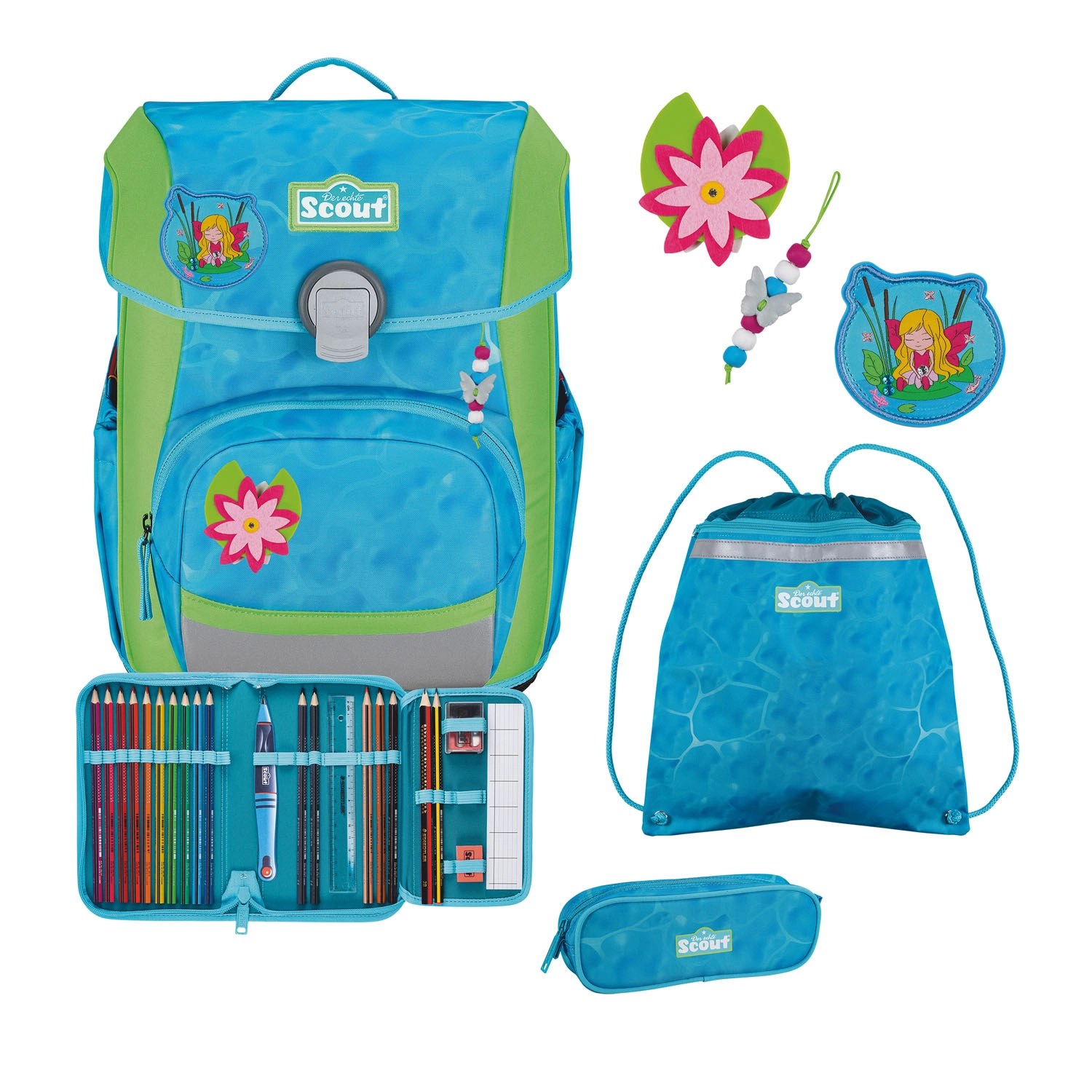 Scout Neo Schulranzen-Set 4-teilig DIN Water Lily
