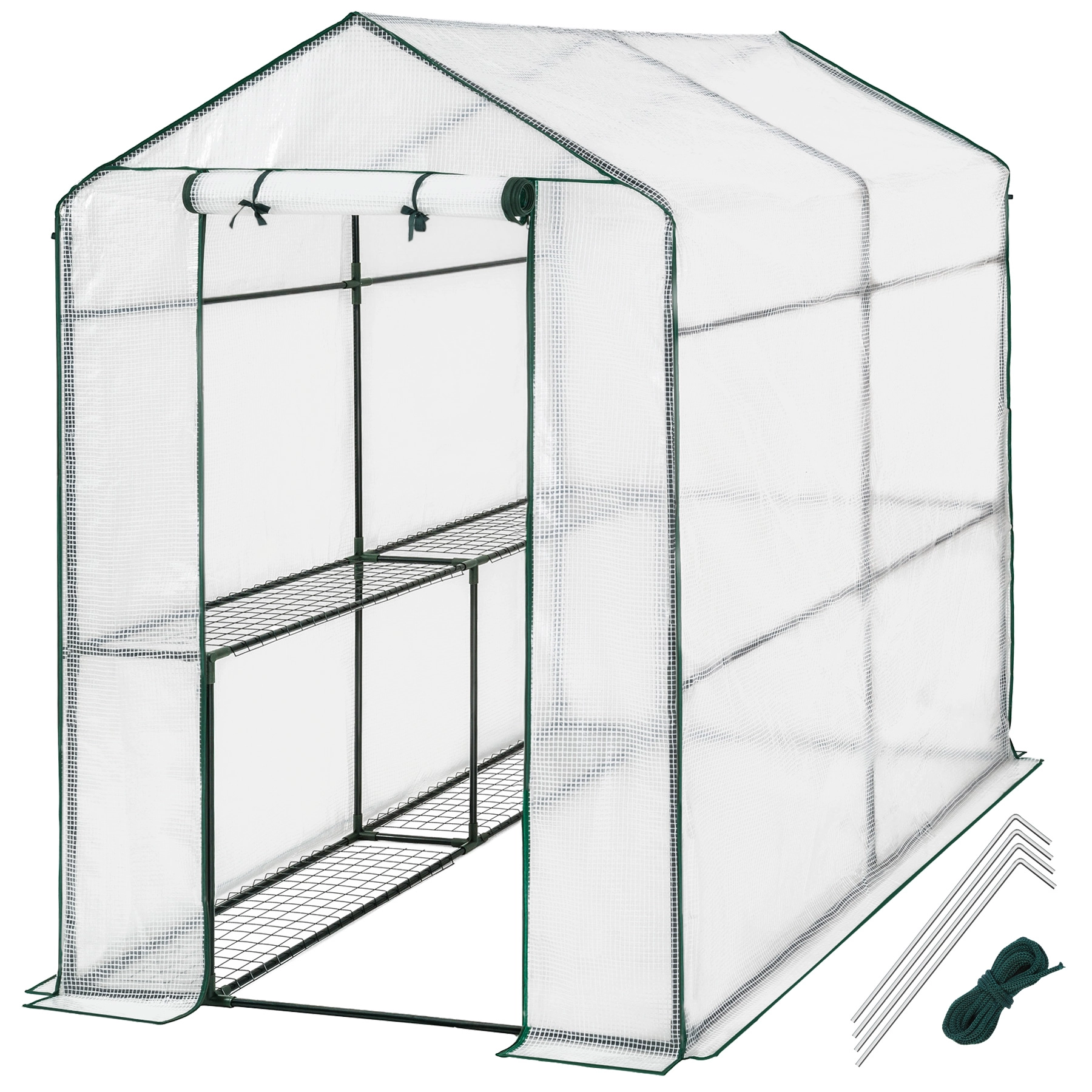 Gewächshaus mit Plane - weiß