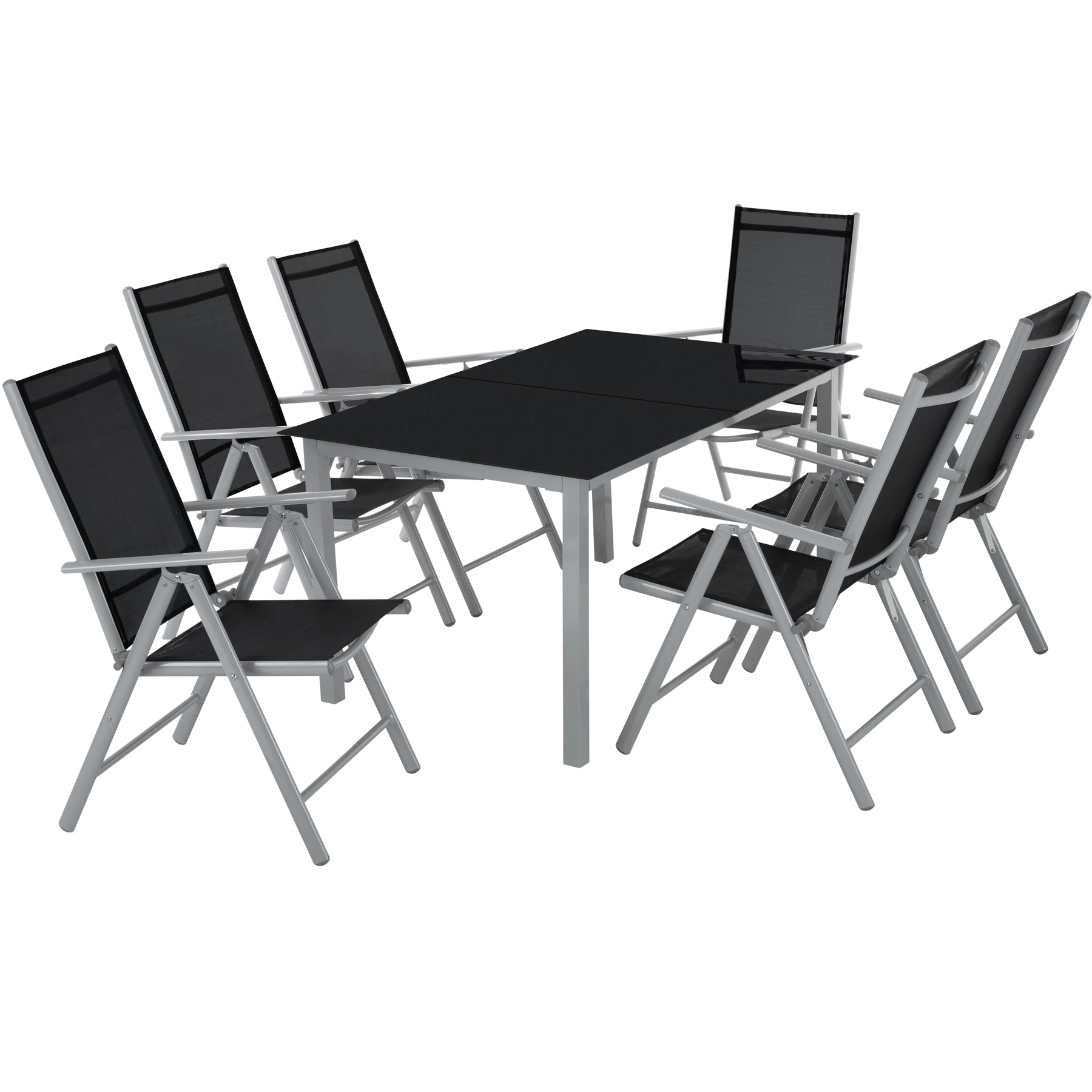 Aluminium Sitzgruppe 6+1 - silber