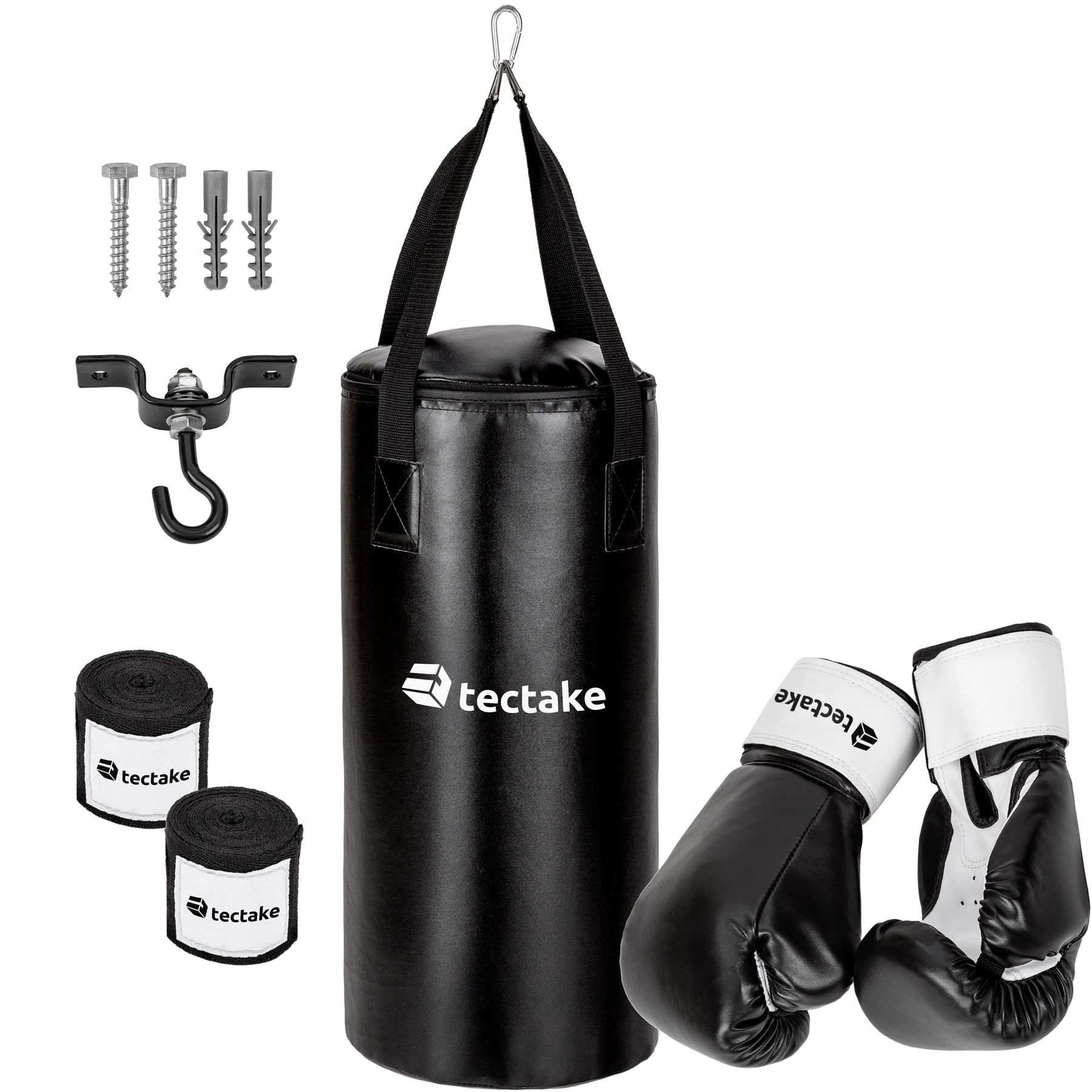 Boxsack inkl. Boxhandschuhe und Bandagen - schwarz