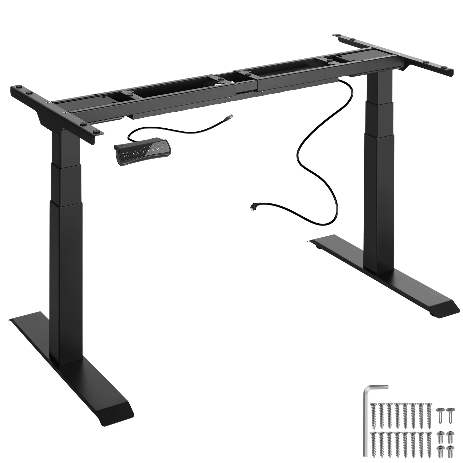 Tischgestell elektrisch höhenverstellbar Memory-Funkt. extra breit 110-190x68x58-123cm - schwarz