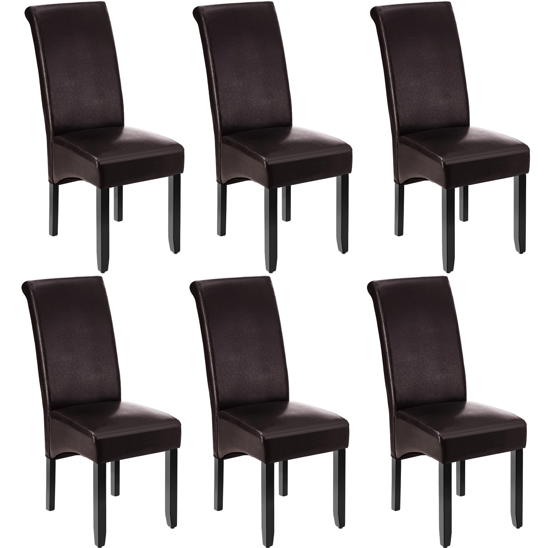 Esszimmerstuhl, ergonomisch, massives Hartholz - braun, 6er Set