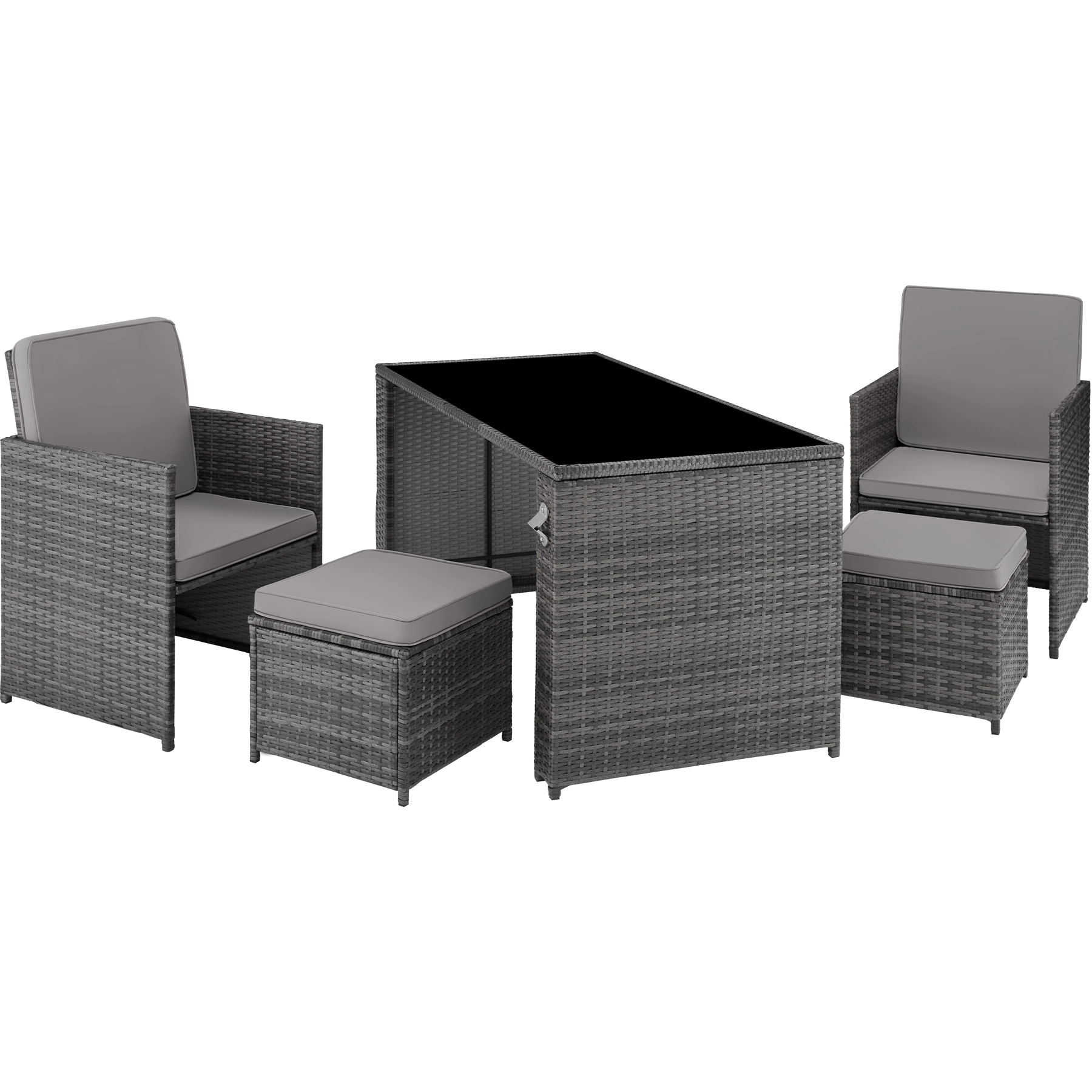 Rattan Sitzgruppe Palermo 2+2+1 - grau