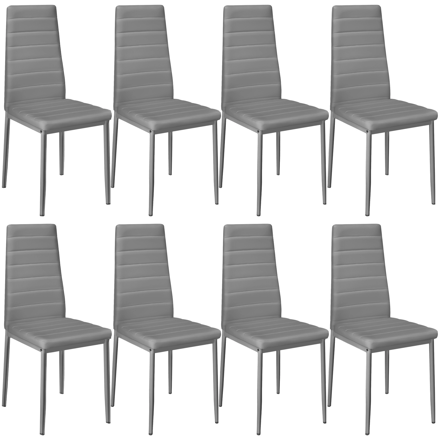 Esszimmerstühle Kunstleder - grau, 8er Set