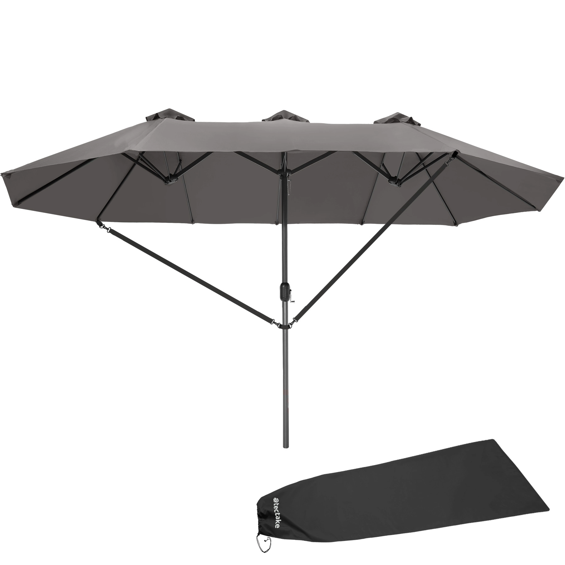 Sonnenschirm Silia 460x270cm mit 3 Winddächern - grau