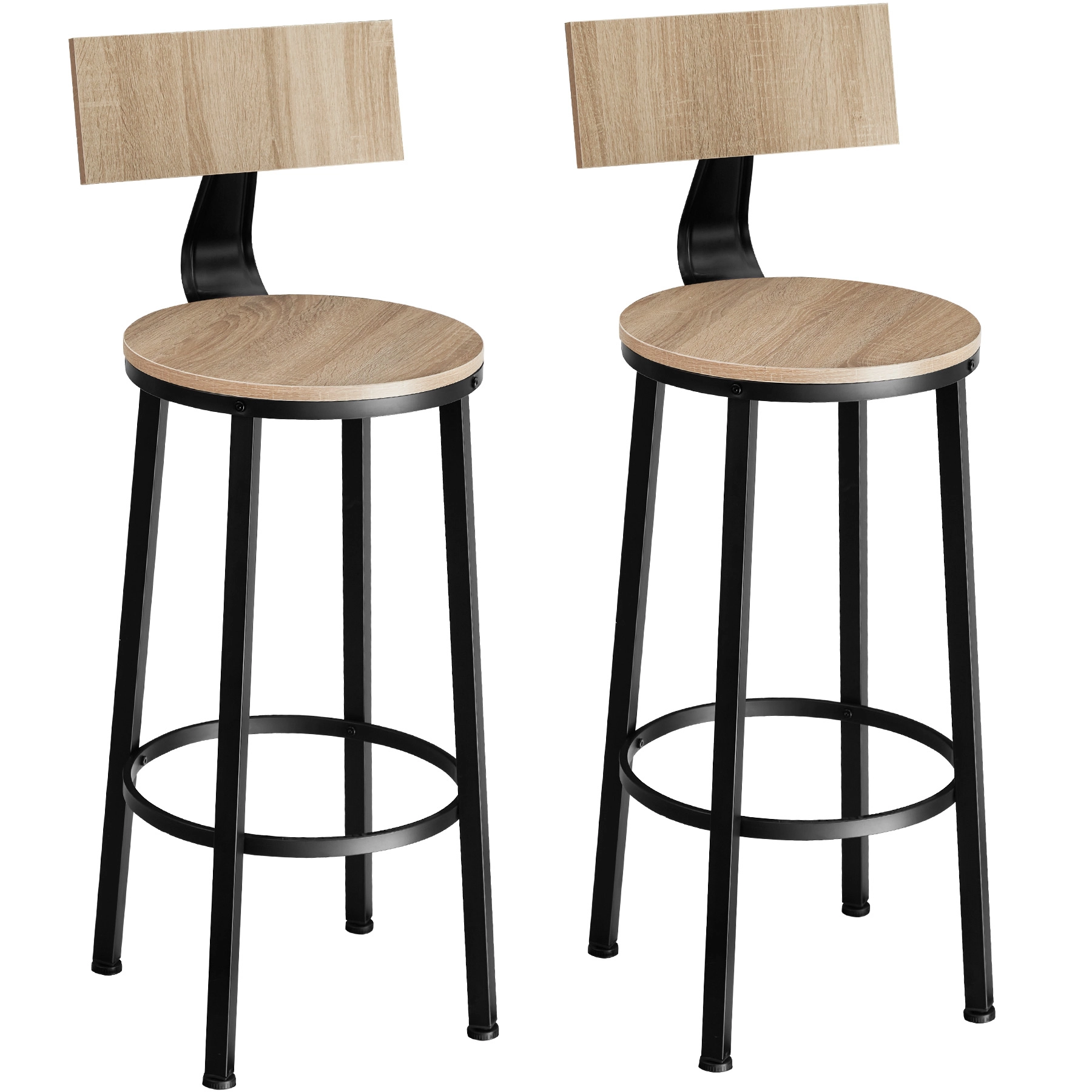 2 Barhocker Poole - Industrial Holz hell, Eiche Sonoma