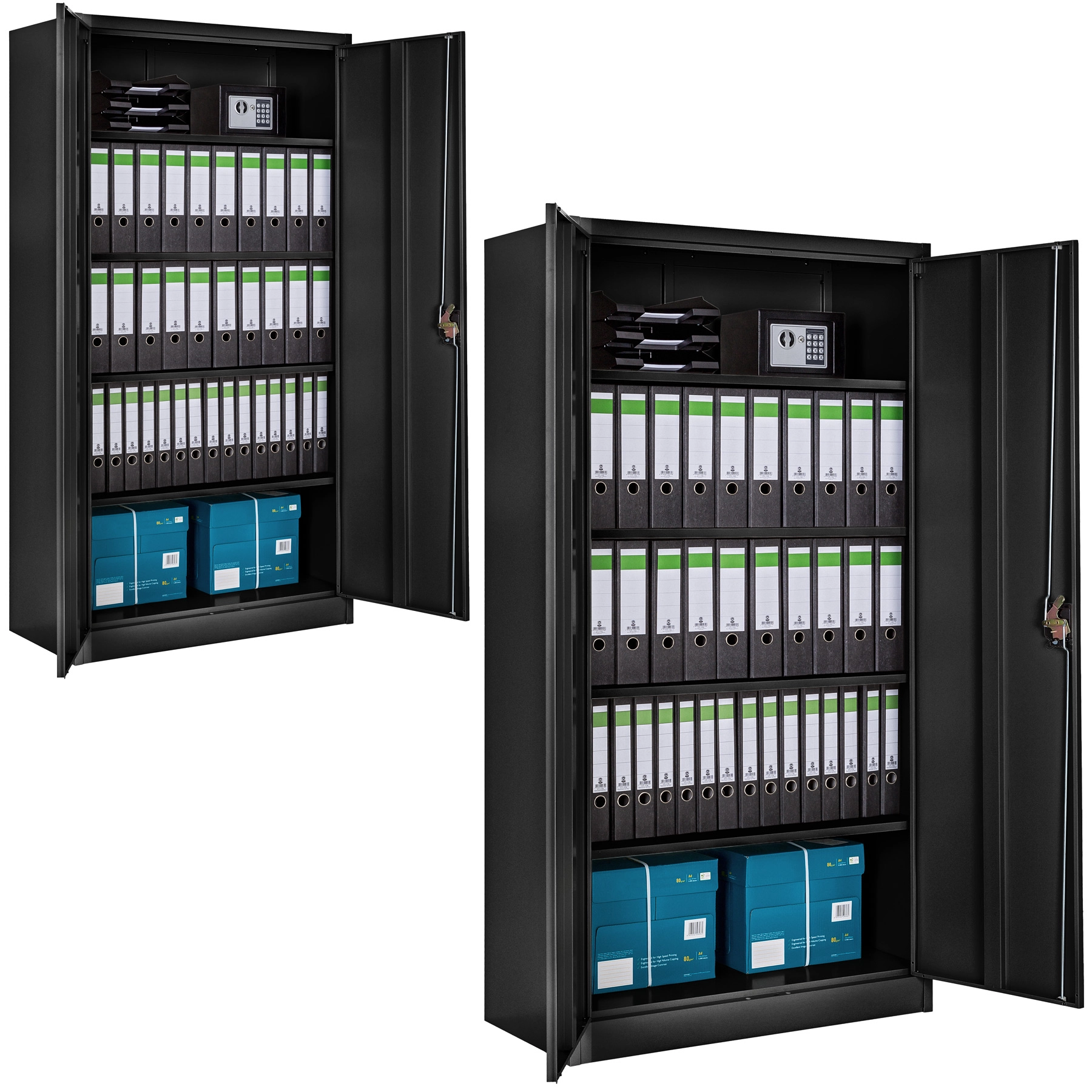 Set Aktenschrank mit 5 Böden 180x90x40cm - schwarz, 2er Set