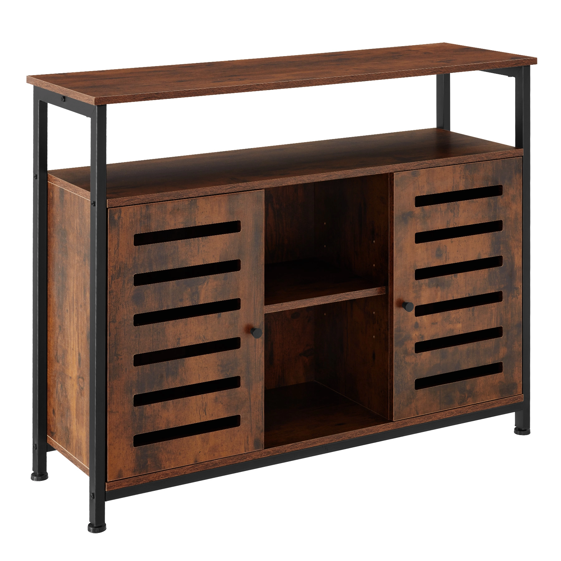 Sideboard Warrington 100x37x82cm - Industrial Holz dunkel, rustikal