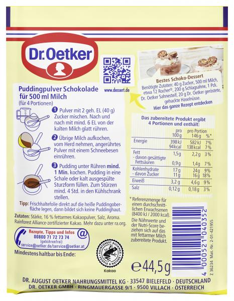 Dr.Oetker Original Pudding Schokolade 2ST 89G