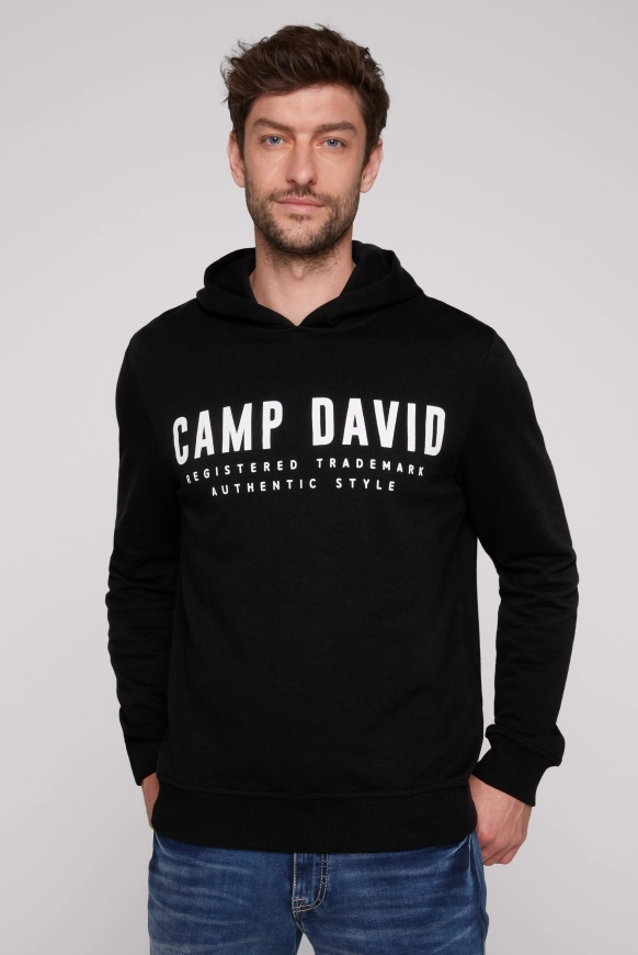 CAMP DAVID Basic Hoodie mit Logo Print - black | 4XL