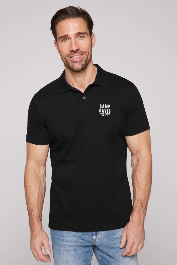 CAMP DAVID Basic Pikee-Polo mit Logo-Stickerei - black | L