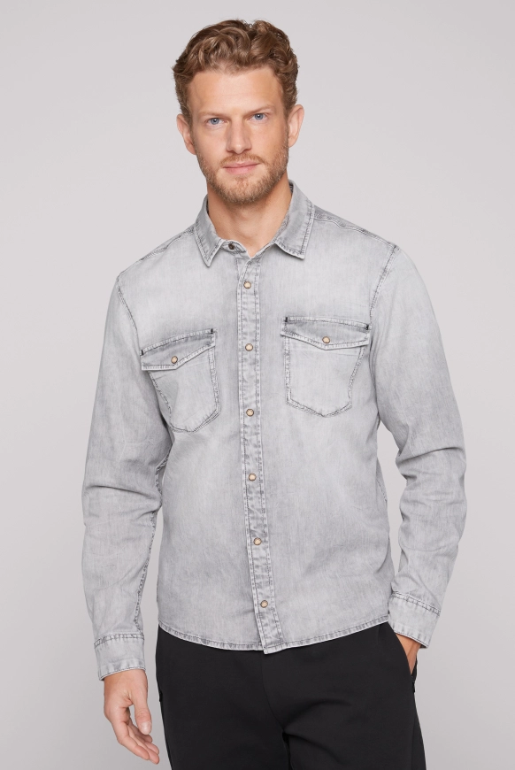 CAMP DAVID Hemd aus Denim Regular Fit - light grey bleached | S