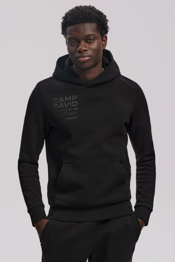 CAMP DAVID Hoodie aus Interlock-Jersey mit Rubber Artworks - black | L