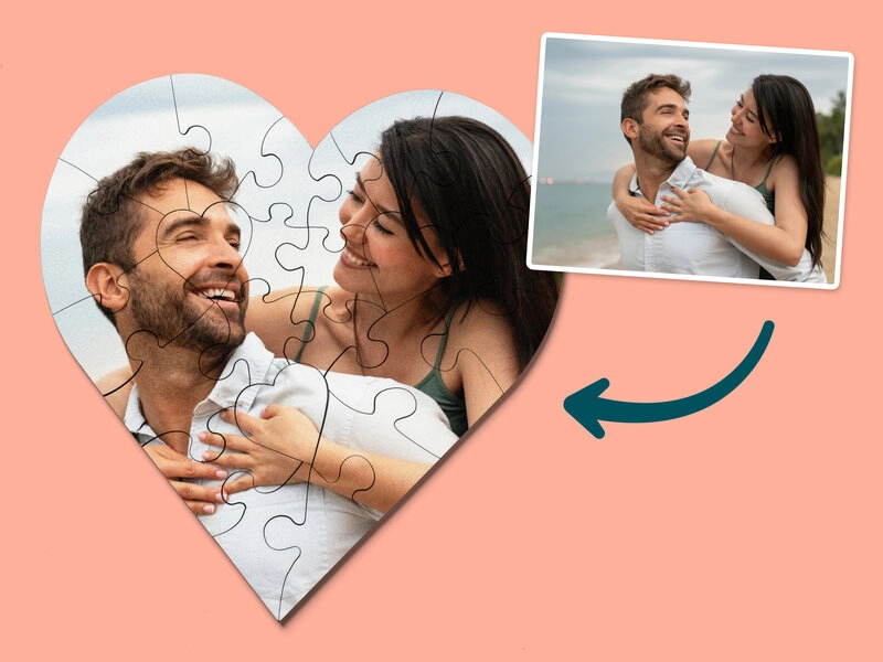 Personalisiertes Fotopuzzle - Herz