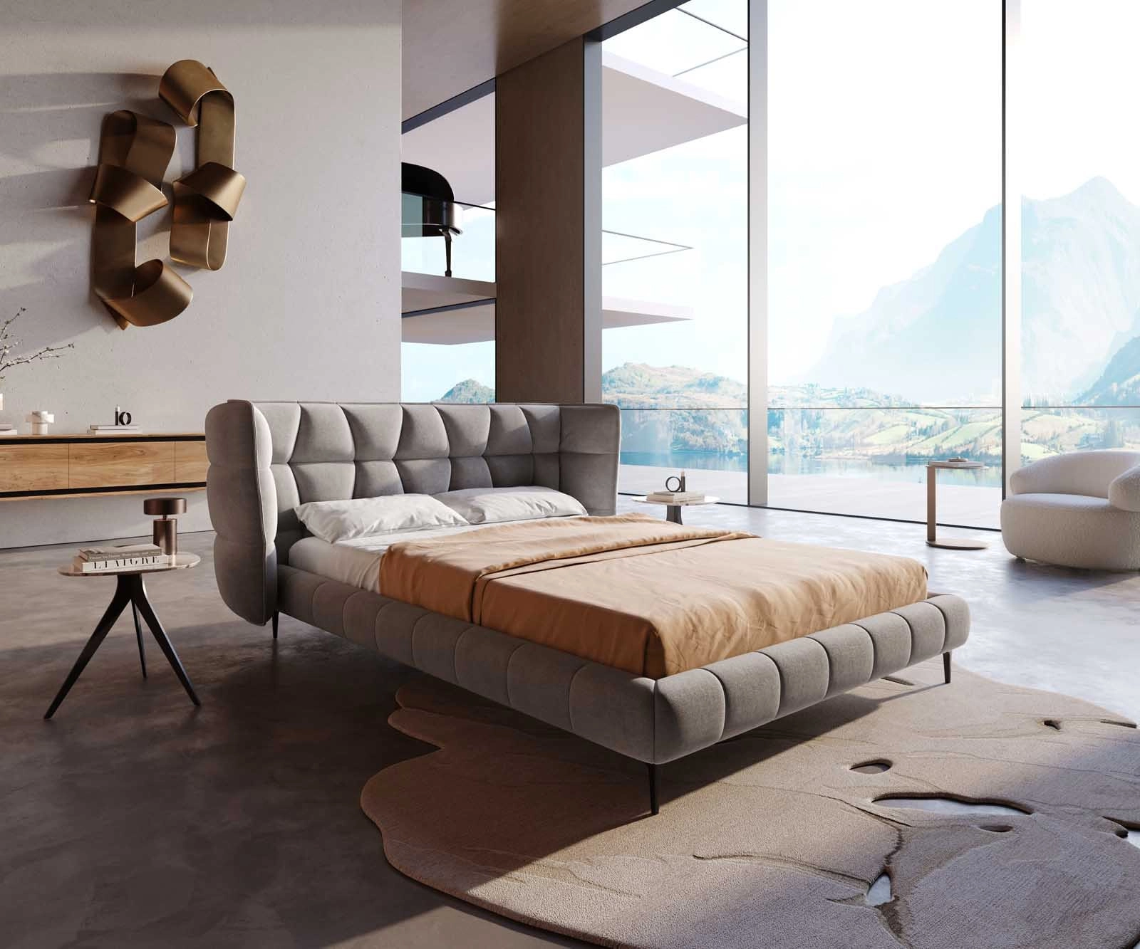 Polsterbettgestell Capujo 140x200 cm Mikrofaser Grau