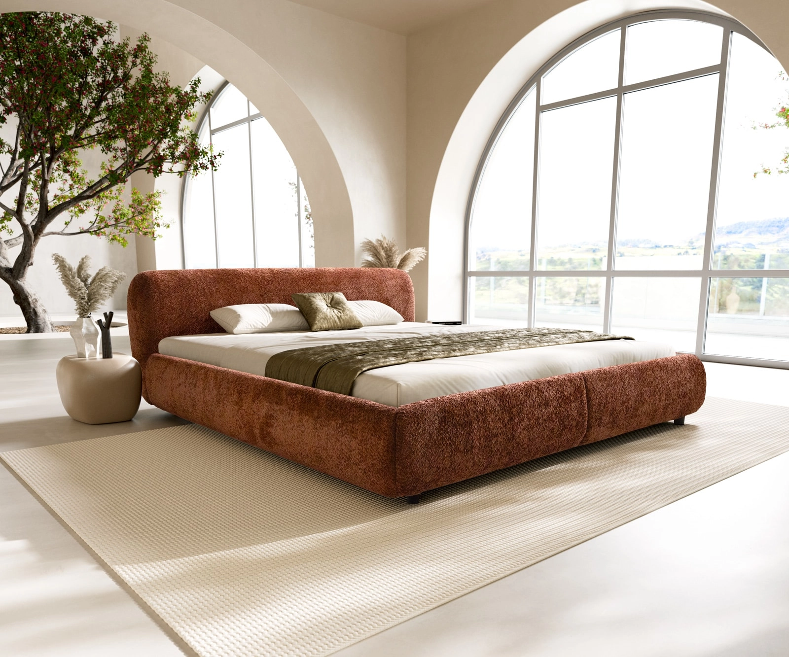 Polsterbettgestell Shona 180x200 cm Teddystoff Rost