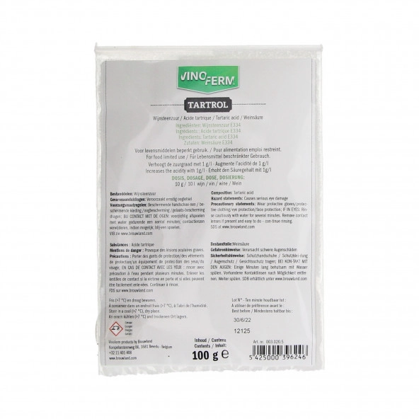 Weinsäure Vinoferm tartrol 100 g