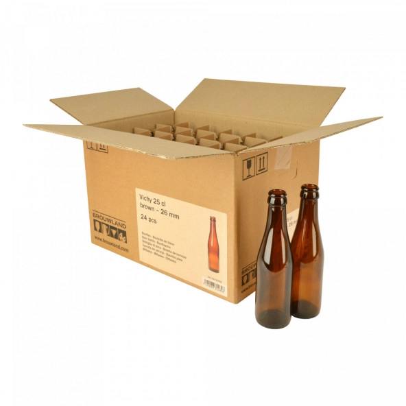 Bierflasche Vichy 25 cl, braun, 26 mm, Karton 24 St.