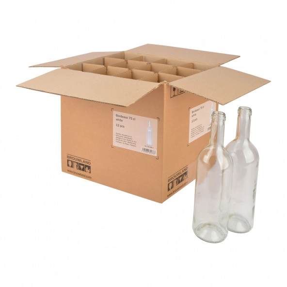 Weinflasche Bordeaux 75 cl, weiß, Karton 12 St.