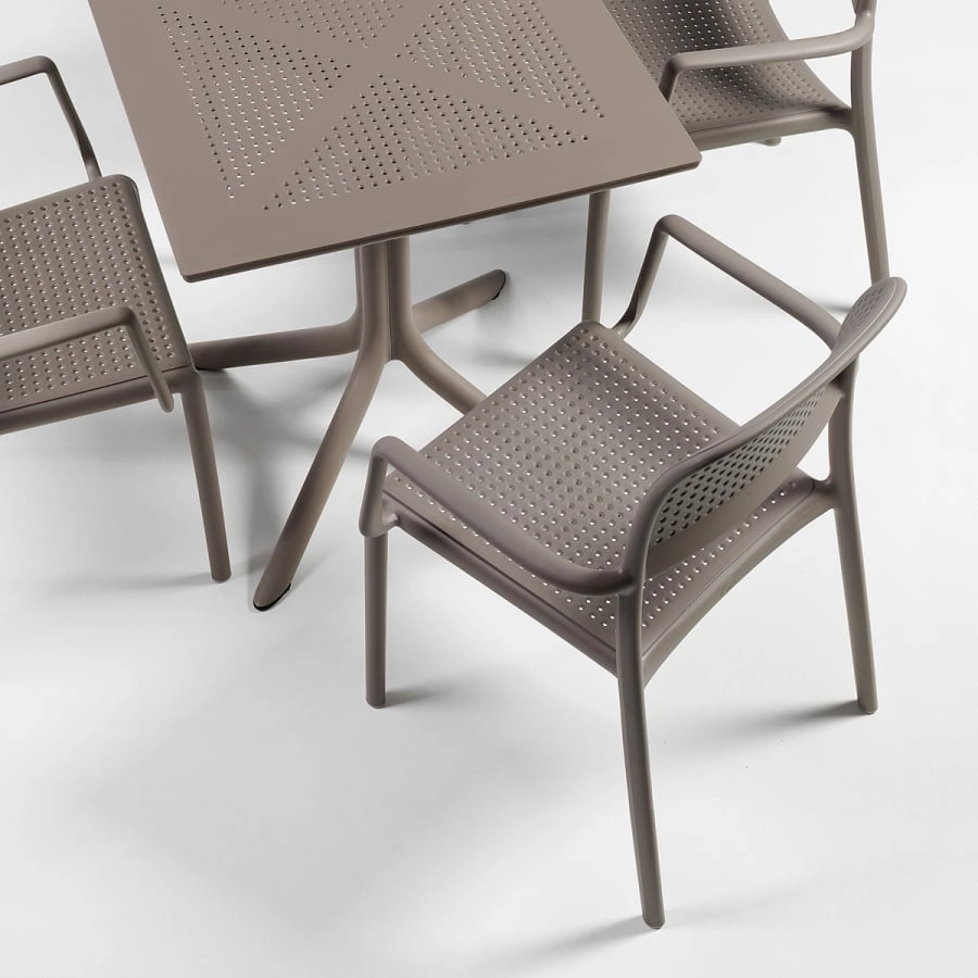 Nardi Clip80 Outdoor Tisch - tortora - Länge: 80 cm, Höhe: 75 cm, Tiefe: 80 cm